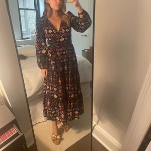 Embroidery Printed Wrap Dress